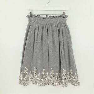Women Skirt Small Blue Striped Floral Eyelet Bow Nautical Cottage Coquette